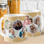 Caneca De Café Colagem Geométrica de Fotos 9 Imagem 11oz<br><div class="desc">11oz Imagem fotográfica com colagem geométrica fotográfica usando 9 fotos da sua família favorita. O modelo de foto está configurado para que você adicione suas fotos, trabalhando em linhas da esquerda para a direita, para formar um padrão de colmeia. O design hexágono é bege e branco de mel - por...</div>