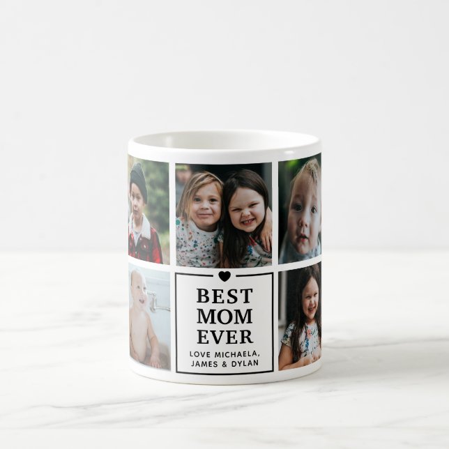 Caneca De Café Colagem Moderna com 7 Fotos e Nomes para a Melhor  (Centro)