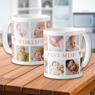 Caneca De Café Colagem Moderna de 12 Fotos Rosa Melhor Mimi do Mu