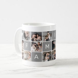 Caneca De Café Colagem Moderna Personalizada de "Família" com 16 