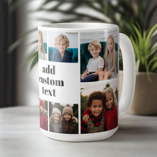 Caneca De Café Colagem personalizada 8 Foto - branco com texto pr