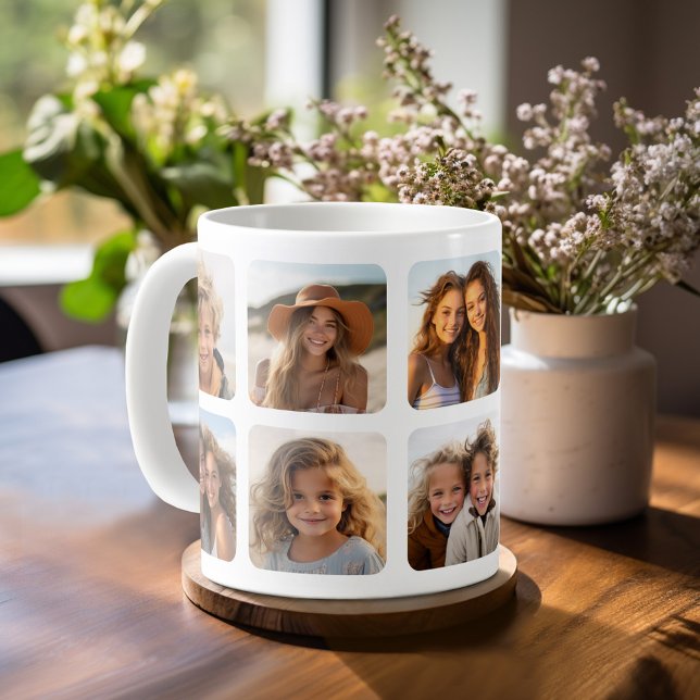 Caneca De Café Colagem personalizada de 10 fotos com quadros arre (Personalized mug template with a 10 photo collage )