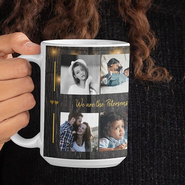 Caneca De Café Colagem personalizada de 10 fotos com rusticidade  (Criador carregado)