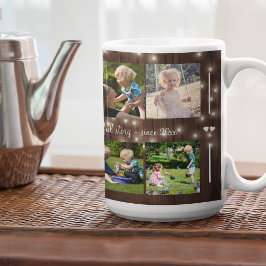 Caneca De Café Colagem personalizada de 10 fotos com rusticidade