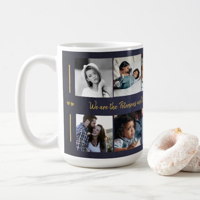 Caneca De Café Colagem personalizada de 10 fotos elegante para su (Com Donut)
