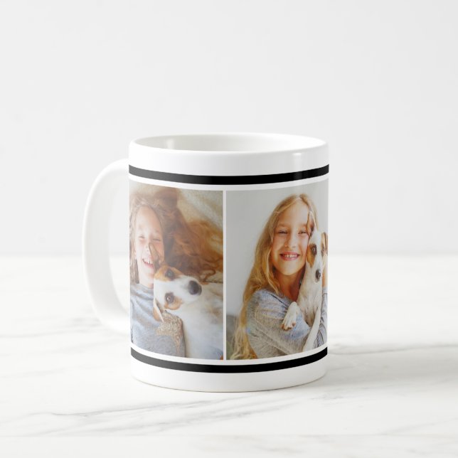 Caneca De Café Colagem Personalizada de Cachorro Preto Simples (Frente Esquerda)