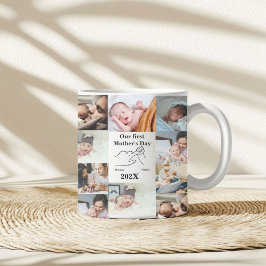Caneca De Café Colagem Personalizada de Fotografias do Primeiro D