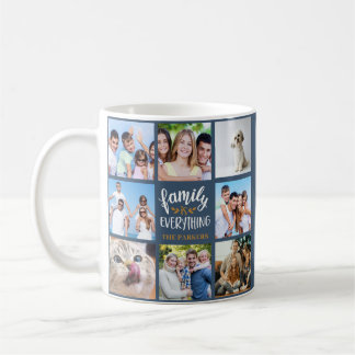 Caneca De Café Colagem Personalizada de Fotos "Família é Tudo"