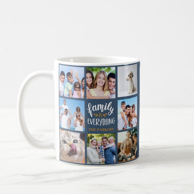 Caneca De Café Colagem Personalizada de Fotos "Família é Tudo" (Esquerda)