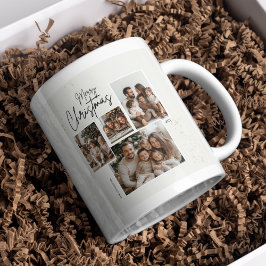 Caneca De Café "Colagem Personalizada de Quatro Fotos de Natal Fe