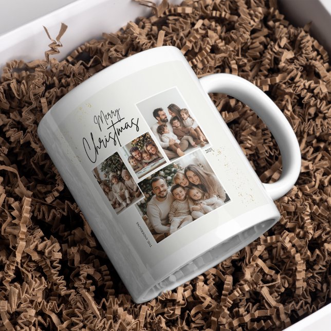 Caneca De Café "Colagem Personalizada de Quatro Fotos de Natal Fe (Criador carregado)