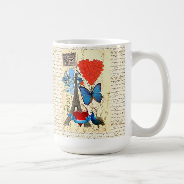 Caneca De Café Colagem romântica de Paris (Direita)