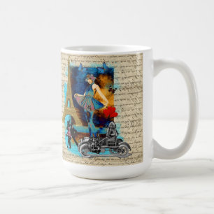 Caneca De Café Colagem romântica de Paris do vintage