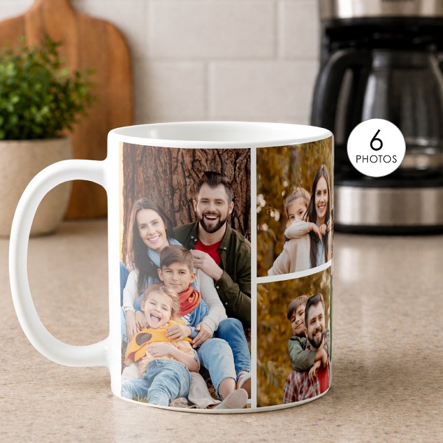 Caneca De Café Colagem Simples de 6 Fotos (Criador carregado)