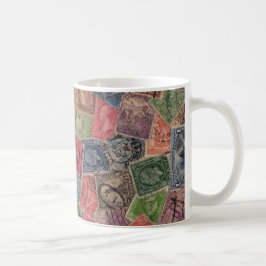 Caneca De Café Colagem usada vintage do selo postal