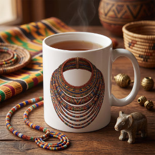 Caneca De Café Colar de Contas Africano Tribal