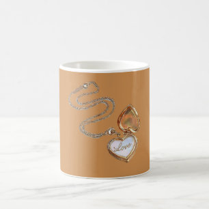 Caneca De Café Colar de Coração de Ouro Amor