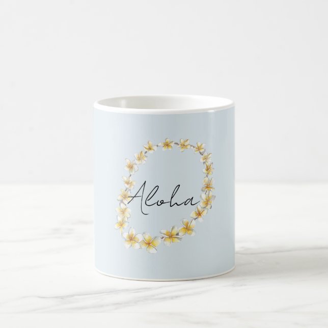 Caneca De Café Colar de Flores de Plumeria Blue Aloha (Centro)