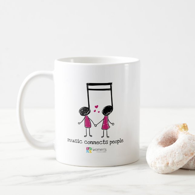 Caneca De Café Colar Pessoas de Conexões de Música Rosa (Com Donut)