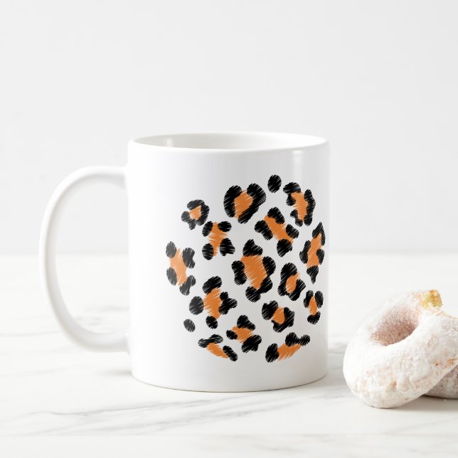Caneca De Café Colas-leopardo, design de pele animal (Com Donut)