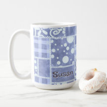 Colcha Louca Azul Xadrez Floral Personalizada