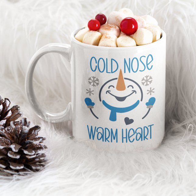 Caneca De Café Cold Nose Warm Heart, Cute Snowman (Criador carregado)