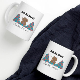 Caneca De Café Coleção Crochet Yarn Gato Engraçado