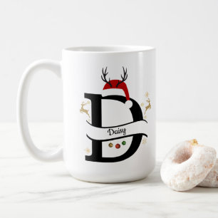 Caneca De Café Coleção de Alfabeto de Natal – Design da Letra D