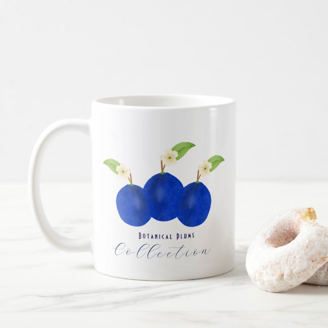Caneca De Café Coleção de Ameixas Botânicas (Com Donut)