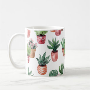 Caneca De Café Coleção de cactos em potes, aquarela.