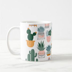 Caneca De Café Coleção de Cactus em Design de Pote