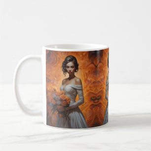 Caneca De Café Coleção de Casamentos de Noiva Floral Elegante