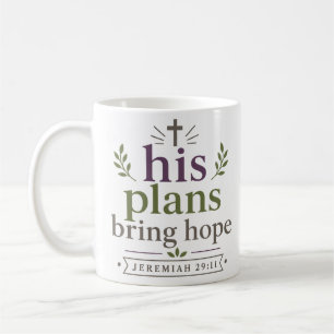 Caneca De Café Coleção de Citações Cristãs Seus Planos Trazem Esp