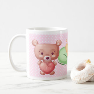 Caneca De Café Coleção de Coração Urso - Rosa