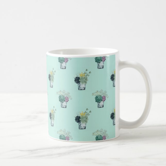 Caneca De Café Coleção de Felicidade de Plantas | Suculentes (Direita)