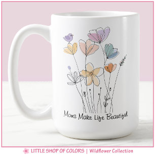 Caneca De Café Coleção de Flores Silvestres Floral Mamãe