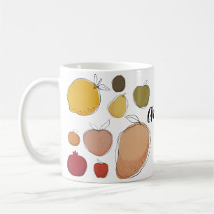 Caneca De Café Coleção de frutas de arte de rabisco (PERSONALIZE)