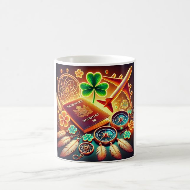 Caneca De Café Coleção de Gráficos de Boa Sorte de viagem (Centro)
