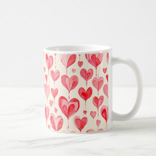 Caneca De Café Coleção de Padrão de Coração em Aquarela