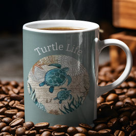 Caneca De Café Coleção de Serenidade Costeira com Vida Útil Turtl