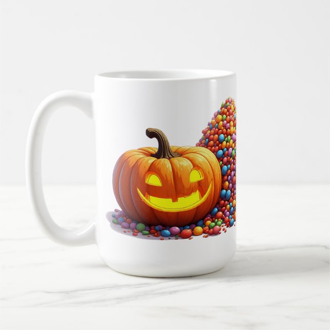 Caneca De Café Coleção Divertida de Abóbora e Doces de Halloween  (Esquerda)