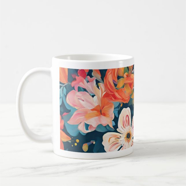 Caneca De Café Coleção Floral Digital de Arte (Esquerda)