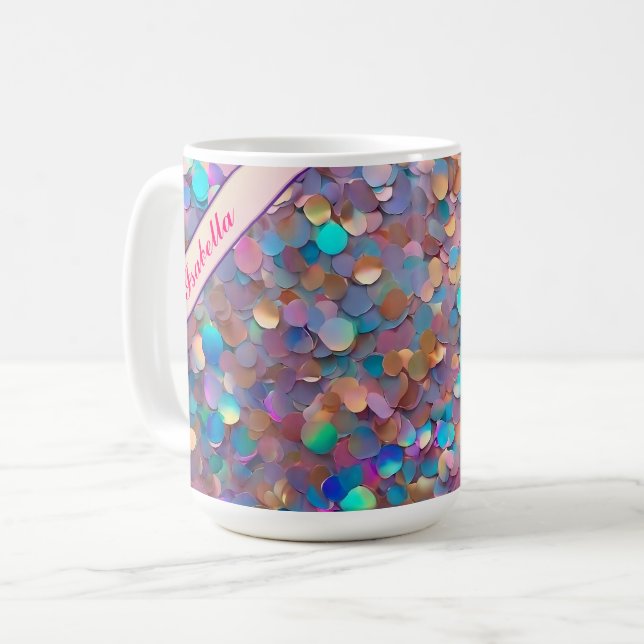 Caneca De Café Coleção Holográfica Moderna da Opal da Glitter (Frente Esquerda)