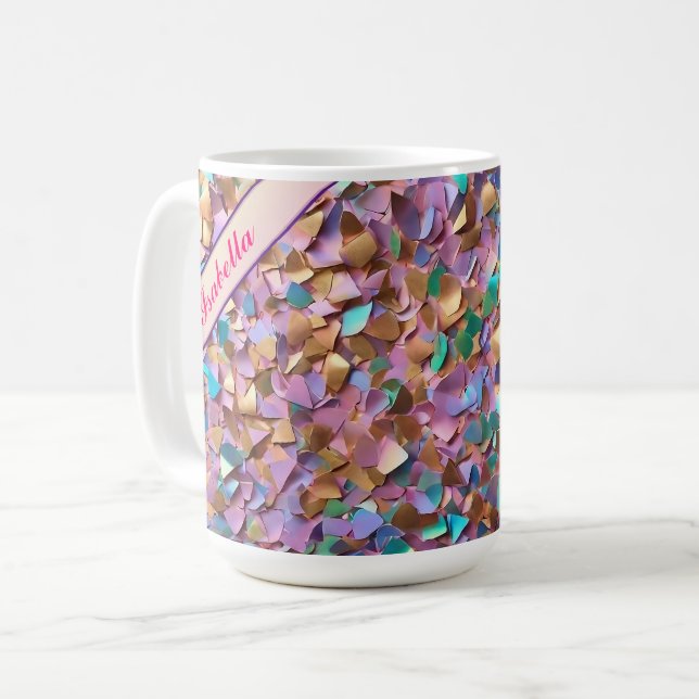 Caneca De Café Coleção Holográfica Opal Moderna da Glitter (Frente Esquerda)
