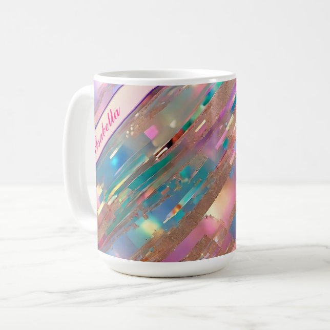 Caneca De Café Coleção Holográfica Opal Moderna da Glitter (Frente Esquerda)