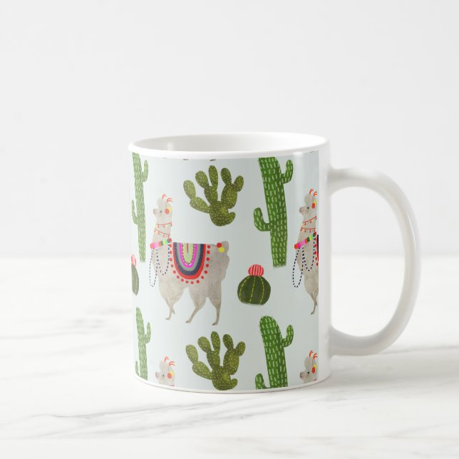 Caneca De Café Coleção Llamarama | Padrão Cactus & Llama (Direita)
