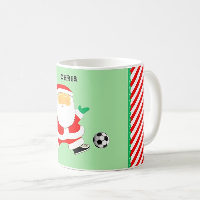 Caneca De Café Colecionável de Natal de Futebol Personalizado (Frente Esquerda)