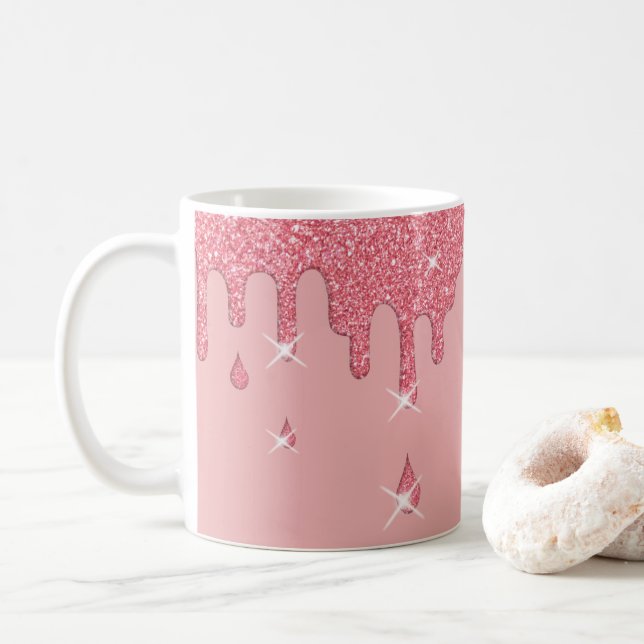 Caneca De Café Coleta de Efeito Luminoso Rosa e Estilhaços (Com Donut)