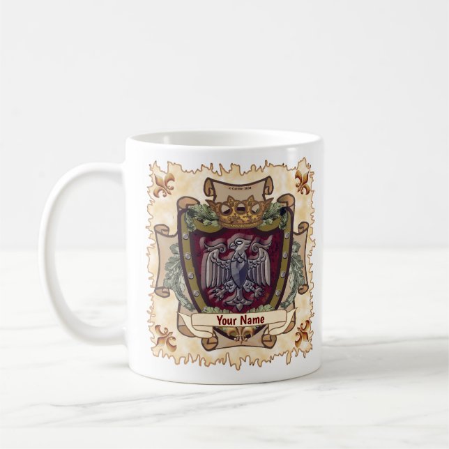 Caneca De Café Coletânea Coroa Águia Sobrenome (Esquerda)