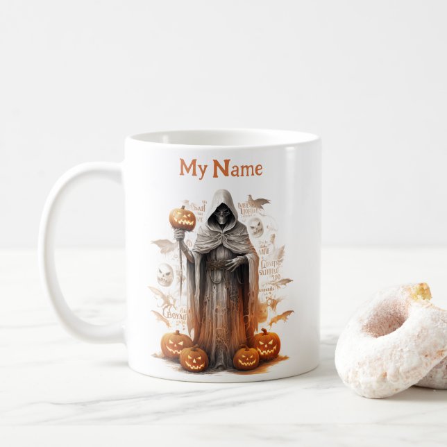 Caneca De Café Coletor de Almas de Abóbora: Taça Personalizada do (Com Donut)